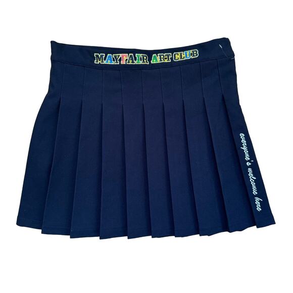 THE MAYFAIR ART CLUB Tennis Skirt x Revolve Pleated Mini Skirt Navy Size M/L - Picture 6 of 8